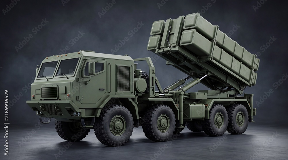 Obraz premium Large mobile surface to air missile launcher in studio