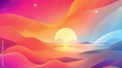 Dynamic trendy simple fluid color gradient cool background with overlapping line effects motion