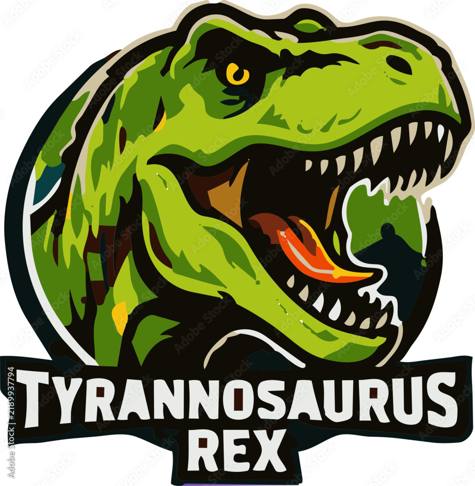 Obraz premium Tyrannosaurus Rex T-Rex Dinosaur Mascot Badge Logo Illustration