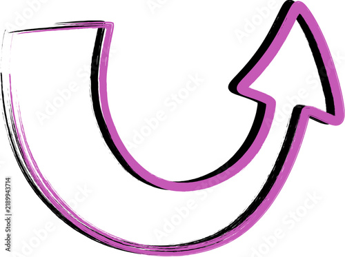 Hand Drawn Pink U Turn Arrow Vector