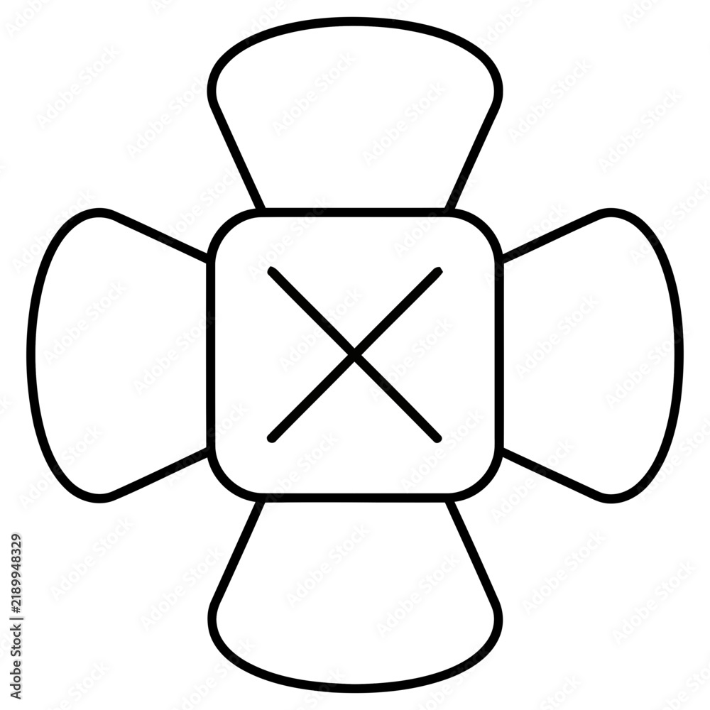 Fototapeta premium Abstract shape with four petals and cross