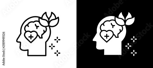 Mental Wellness And Positive Mind Growth lineglyph icon