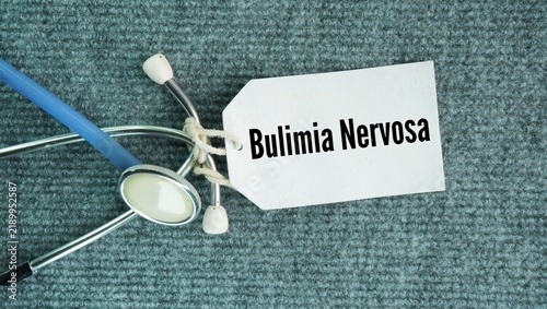 Fotografía Stethoscope and paper tag with the word Bulimia nervosa