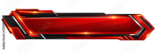 Futuristic Red Banner: A dynamic, metallic red banner with sharp geometric accents and glowing highlights, designed with a futuristic and technological aesthetic.