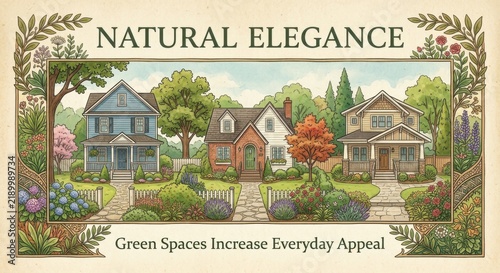 Charming Suburban Neighborhood with Lush Gardens and Homes