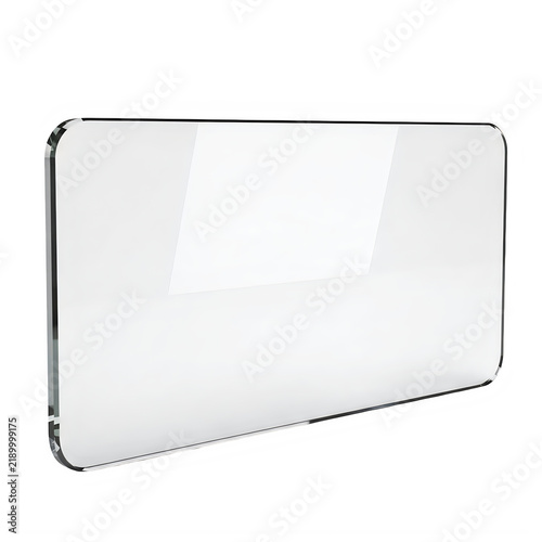 A sleek rectangular glass smartphone screen floating against a solid black background