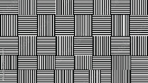 Abstract Geometric Black and White Pattern with Intersecting Vertical and Horizontal Stripes for Modern Graphic Design Background