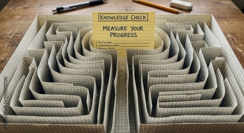 Obraz na płótnie Knowledge Check Maze with Measure Your Progress Sign