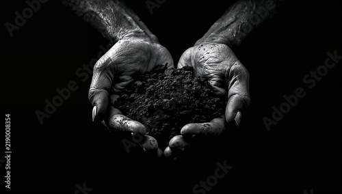 Hands Holding Soil in Heart Shape for Environmental and Nature Concept