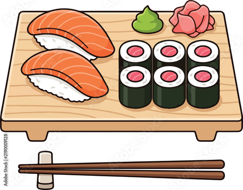 фотографія Japanese Sushi Set vector illustration