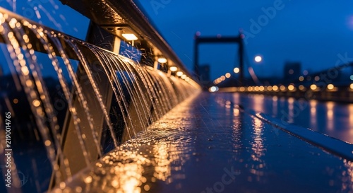 Dripping Luminescence: A Twilight Bridge's Gleaming Veil