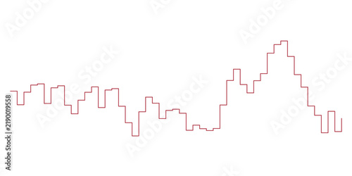 Canvastavla Red line chart showing fluctuating market trends isolated on transparent backgro