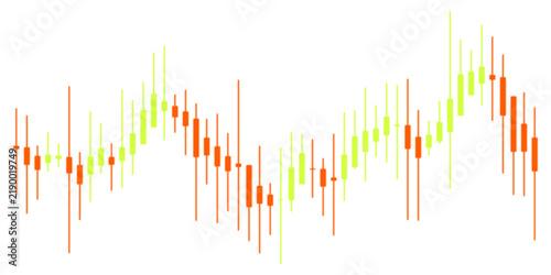 Fotografie Financial stock market candlestick chart with orange and yellow bars showing price fluctuations, isolated on transparent background for easy design integration
