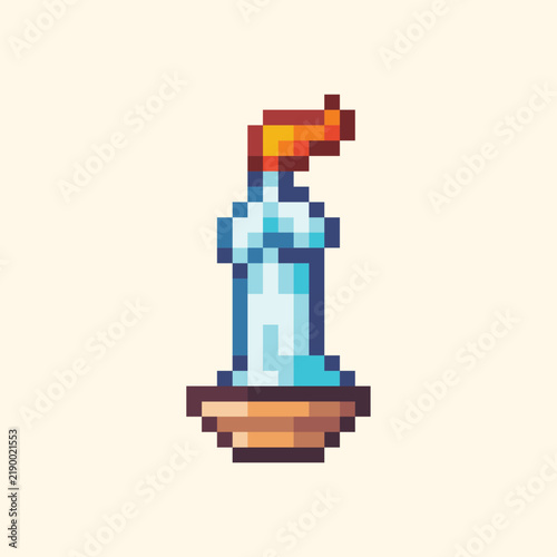 this is candle in pixel art style with simple color and white background ,this item good for presentations,stickers, icons, t shirt design,game asset,logo and your project
