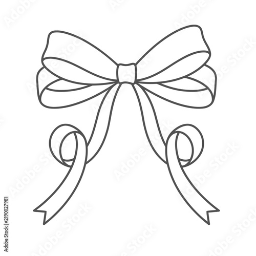 Outline of a bow with two hanging ribbons