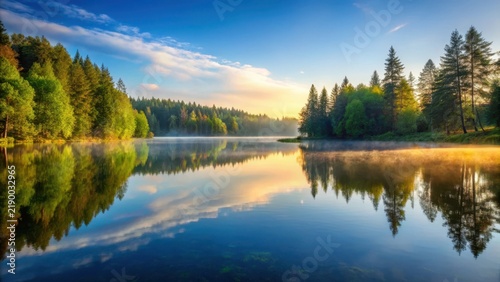 Morning Reflections by Lake, untouched, pristine,  untouched, pristine, forest, outdoor, serene, trees, reflection, solitude