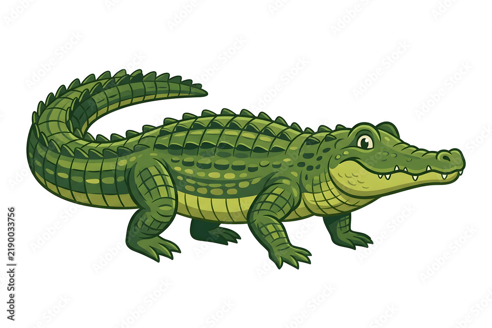Fototapeta premium Cute Crocodile Vector Illustration Isolated on White Background