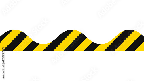 Foto Yellow and black striped hazard warning wave border for construction safety signage and industrial caution labels