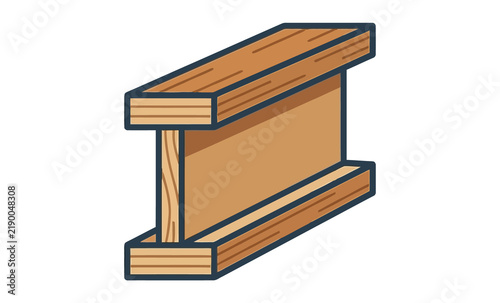 Konstfotografi Wooden I-Beam Vector Illustration