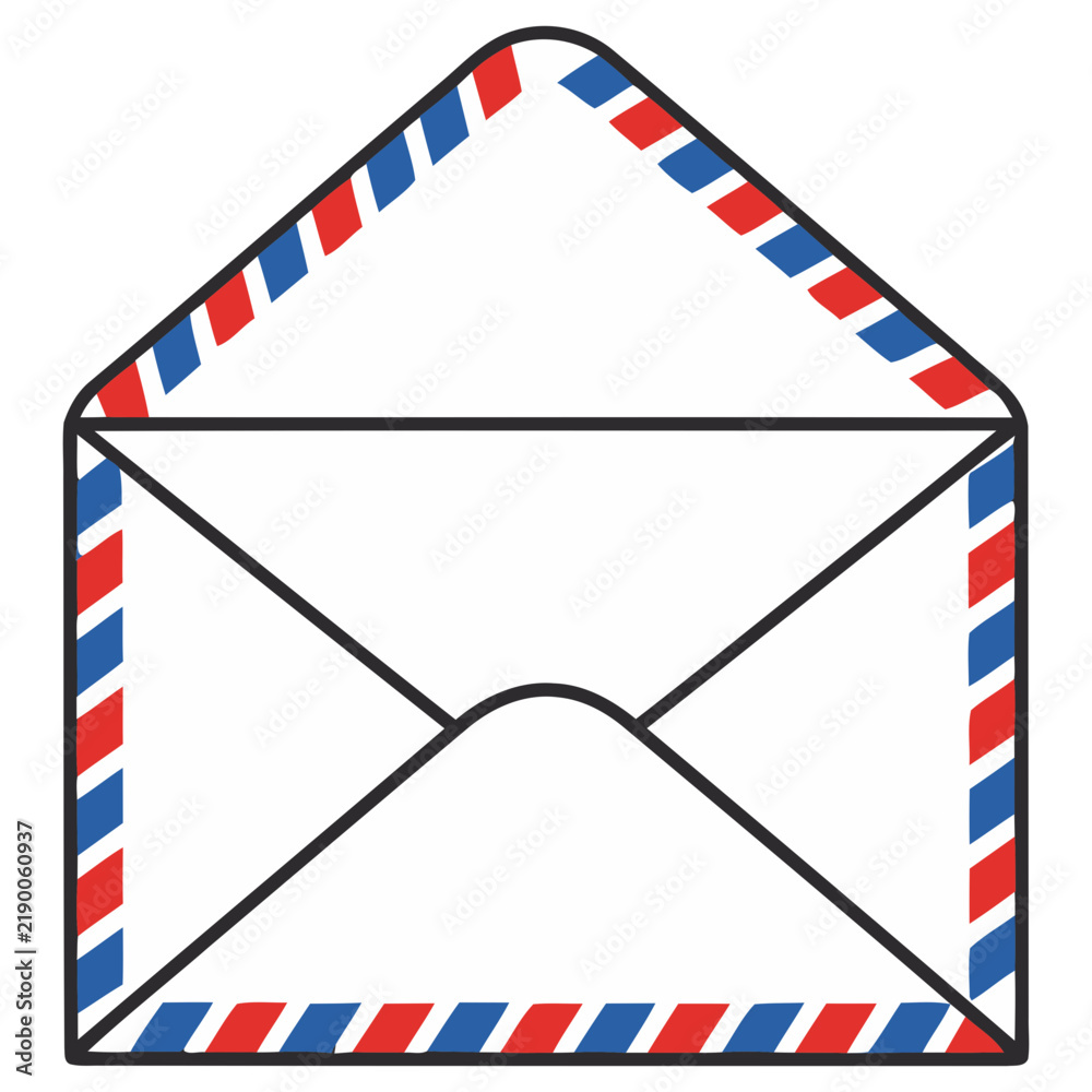 Obraz premium Open Envelope with Red and Blue Stripes