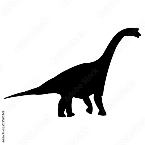 Bild auf Leinwand Brachiosaurus Dinosaur Silhouette Standing Isolated on White Background