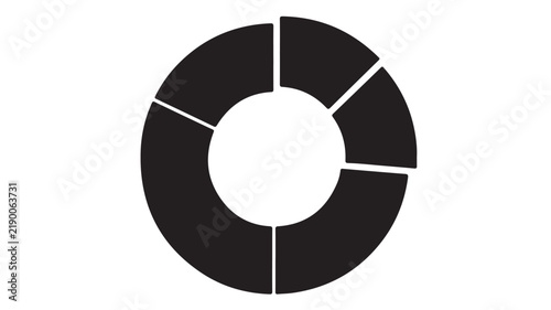 Minimalist black donut chart divided into five unequal segments on white background