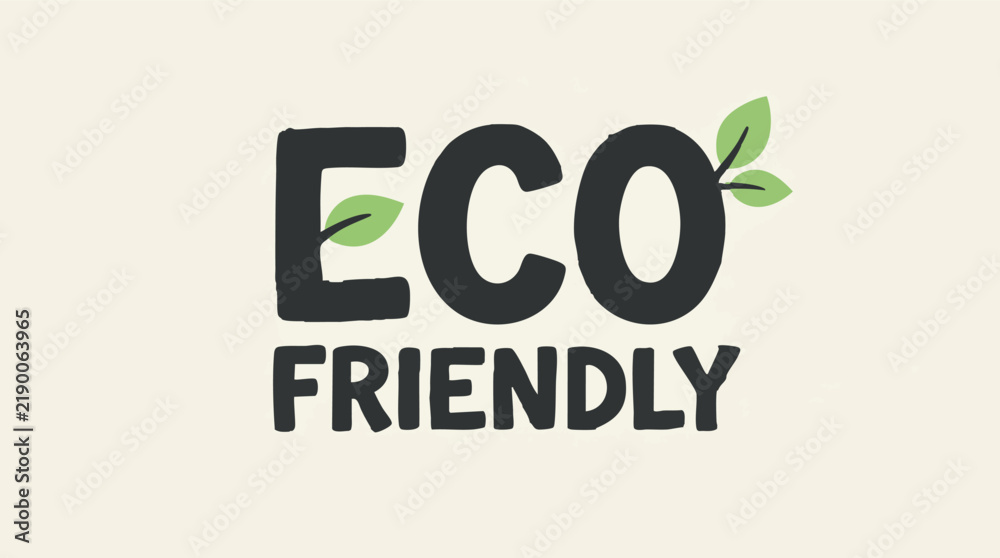 Naklejka premium Eco-friendly typography with leaf accents on a neutral background