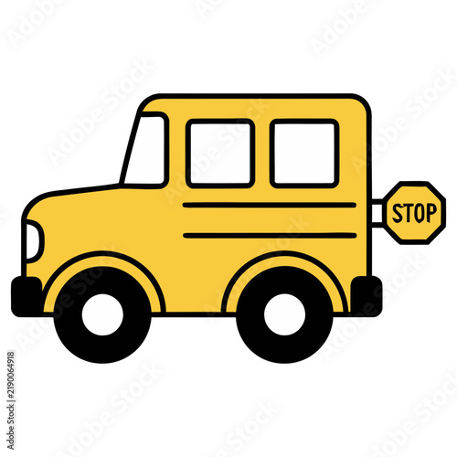 Yellow school bus with stop sign