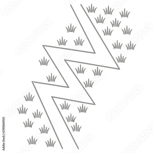 Zigzag Line with Grass Clumps