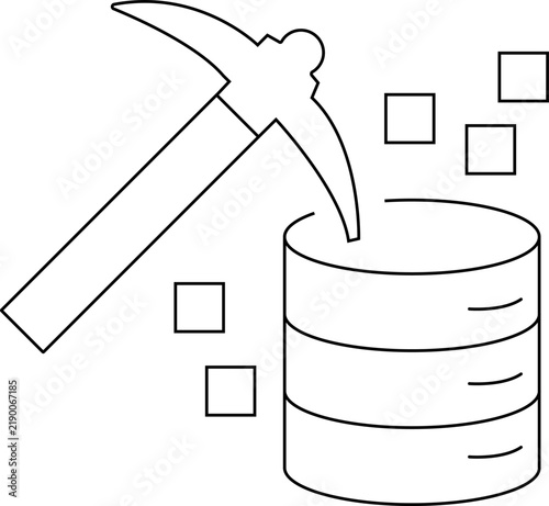 Data mining editable stroke outline icon