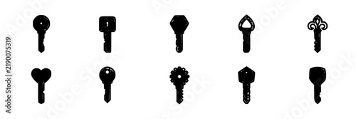 Vintage Keys Set, Antique Key Illustrations, Classic Lock Designs. Decorative Key Icons, Security Concept