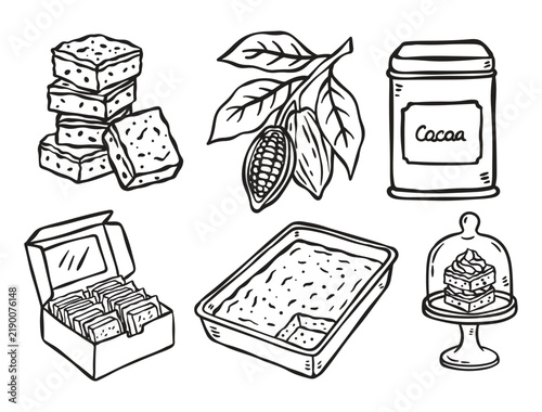 brownie line art hand drawn vector