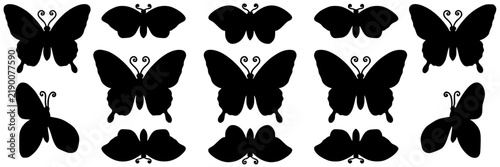 Butterfly Pattern Icons, Symmetrical Design Elements, Decorative Vector Graphics
