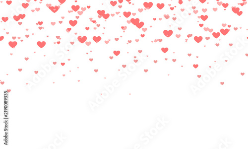 Heart flying frame valentines day banner for greeting cards. Confetti heart background