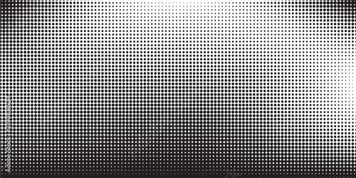 Dotted halftone gradient texture. Vanishing polka dot background. Repeating dots gradation pattern background. Black fading comic pop art overlay backdrop. Raster effect wallpaper. Vector halftone
