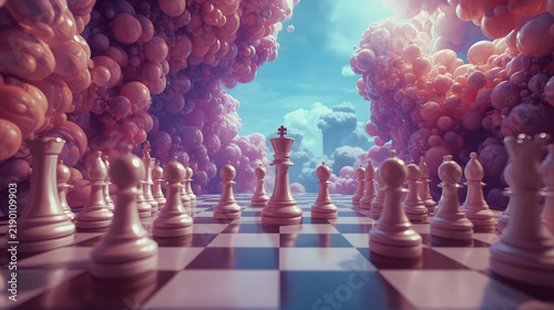 3d chess colourful illustration 