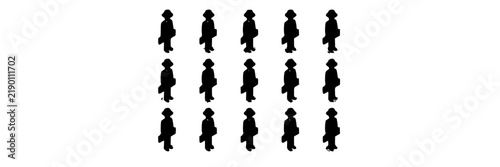 People Silhouettes Icons Set, Stylized Human Figures Illustration, Minimalist Design for Business and Demographic