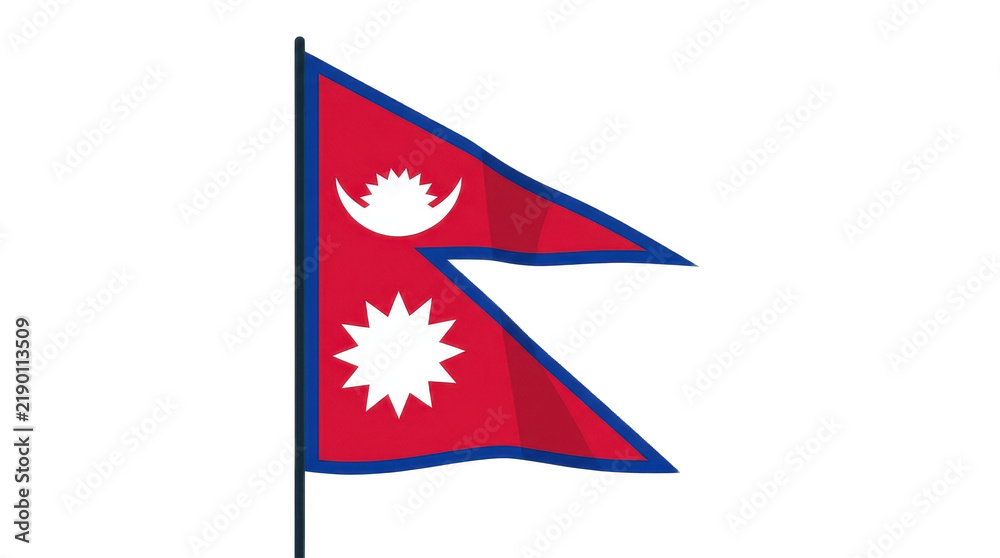 Obraz premium Nepal national flag with crimson pennants, blue border, sun and moon symbols celebrating culture, sovereignty, and mountain pride forever more!!!