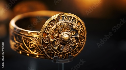 Ancient Gold Armlet with Ornate Floral Medallion