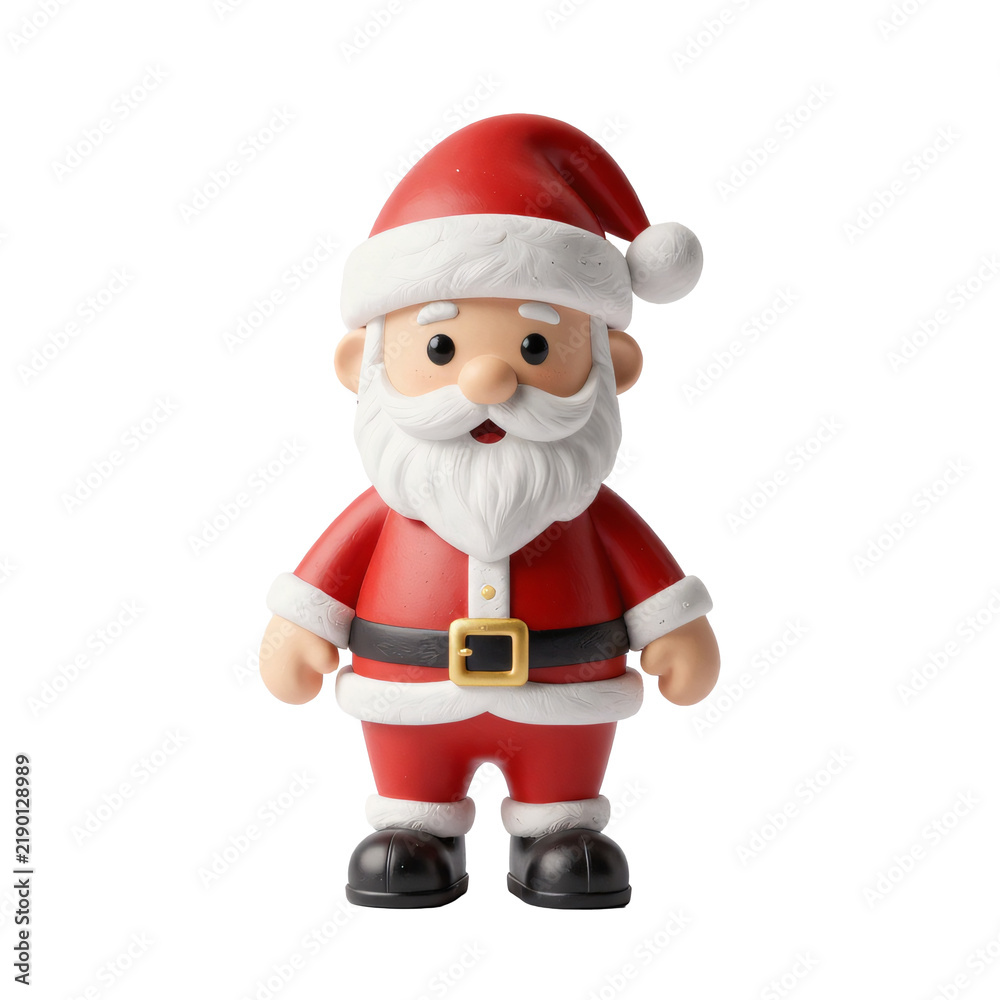 Fototapeta premium Cute cartoon santa claus figure with red suit and white beard