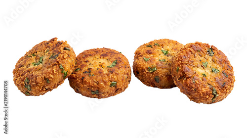 Crispy Fried Aloo Tikki Potato Patties Isolated on White Background