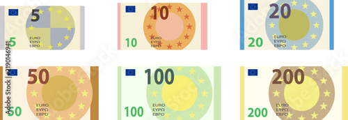 Euro Banknote Flat Money Bill European Currency Vector Isolated on Transparent