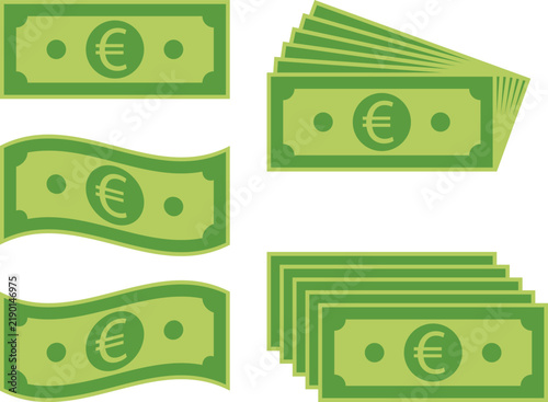 Euro Banknote Flat Money Bill European Currency Vector Isolated on Transparent