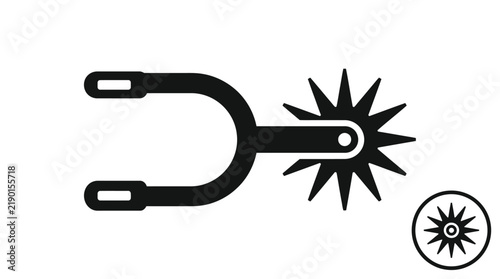 Sharp western spur vector illustration featuring a simple black silhouette design for professional creative graphic projects