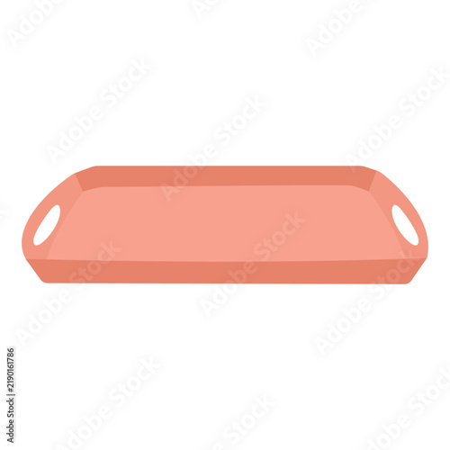 Coral Pink Rectangular Serving Tray Vector Flat Breakfast Platter Icon