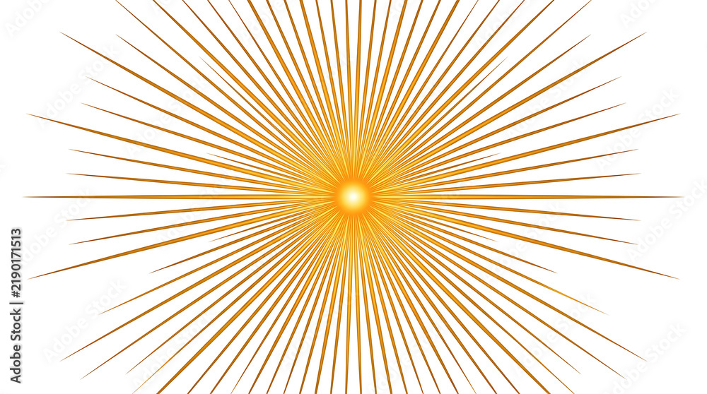 Fototapeta premium Radiant Yellow and Orange Sunburst Background with Glowing Light Rays, Abstract Vector Illustration, Explosive Energy Beams, and Bright Summer Wallpaper Design