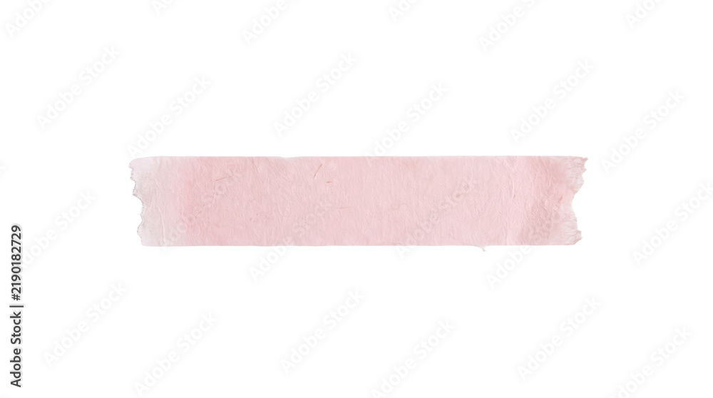 Obraz premium A single strip of pale pink washi tape with textured edges, isolated on transparent background