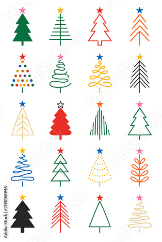 set of christmas trees