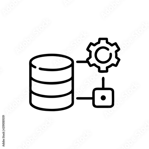 Database management icon for big data storage and server processing.