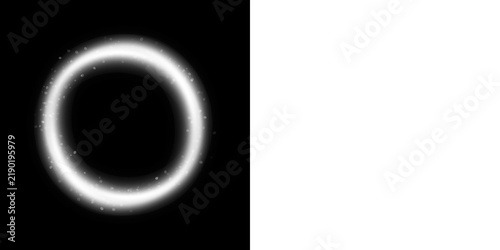Abstract glowing white circular ring with sparkles overlay element for banners
